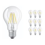 Multipack 10x Ledvance CLASSIC LED E27 Pear Filament Clear 4W 470lm - 840 Cool White | Replaces 40W